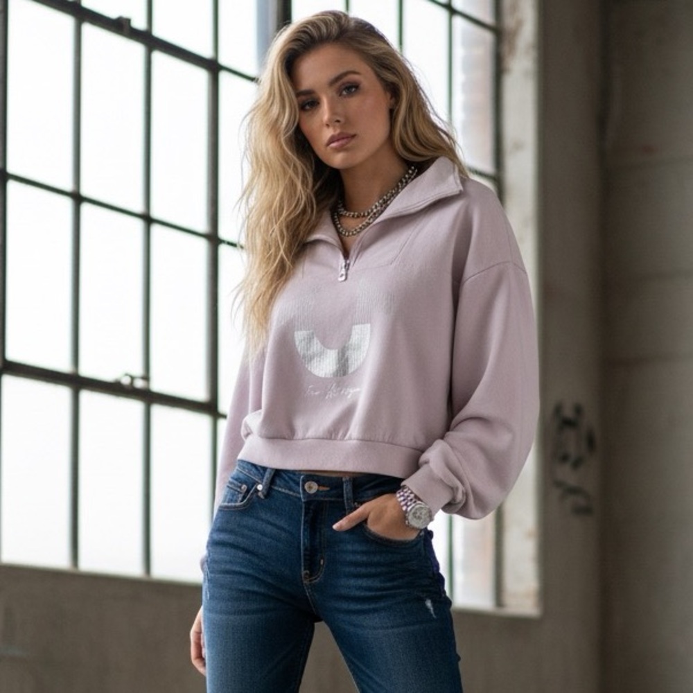 True Religion Lavender Sweatshirt with Silver Logo